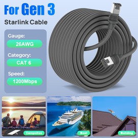 MEIPEK Starlink Gen 3 Cable 100FT for Starlink Generation 3, Waterproof Replacement Extension Cable for Starlink V3 Satellite Outdoor, Gray