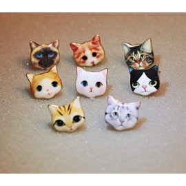 CUTIEJEWELRY Pretty Cute Kitty Cat Earrings For Women - 3 Pairs (Combo #1)