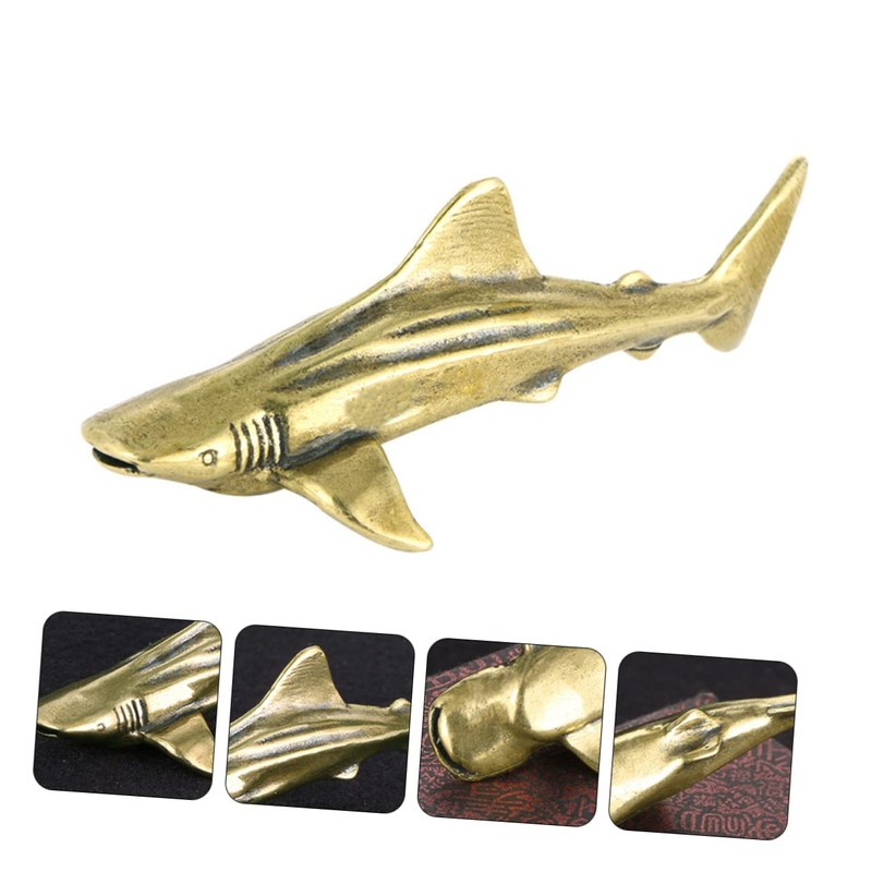 CORHAD Brass Shark Adornment Compact Desktop Decor Sturdy and Sturdy