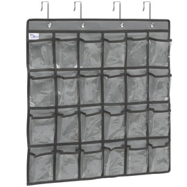 EXCEART Pocket Chart Organizer Clear 24 Pockets Cell Phones Calculator Holder Wall Door Hanging Jewelry Bag for Classroom