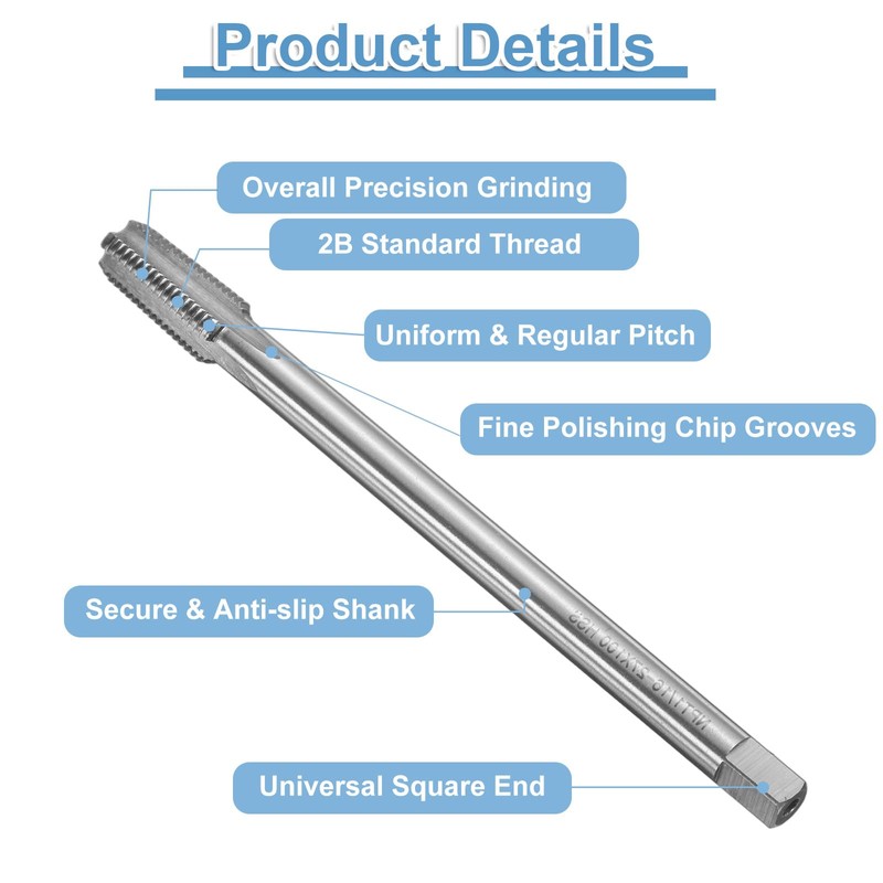 sourcing map Straight Flute Screw Taps NPT 1/16-27 2B Thread