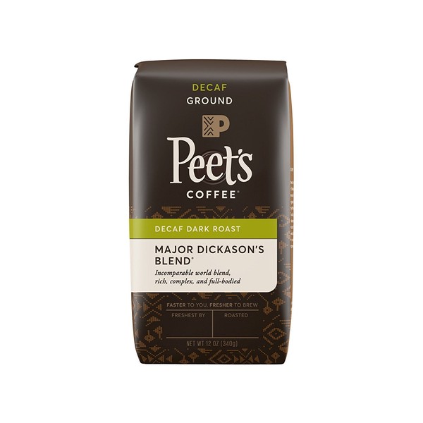 Peet's Coffee Decaf Major Dickason's Blend Dark Roast Ground Coffee, 12 oz