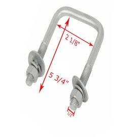espeedpro21 (8) Galvanized Square U Bolt Kit 1/2" D x 2-1/8" W x 5-3/4" L for Boat Trailer