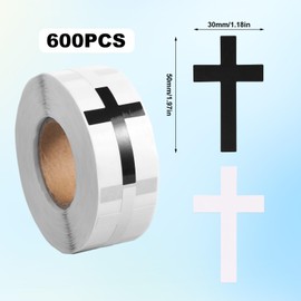 600 Pieces Christian Cross Stickers, Religious Catholic Sticker Roll for Christian Athletes Baseball Football Basketball Helmet Water Bottle Sports Accessories Backpack
