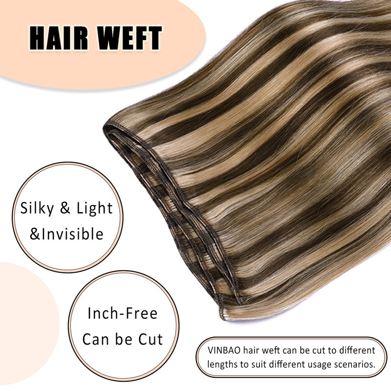 VINBAO Hair Weaves Human Hair Extensions Sew in Color 4