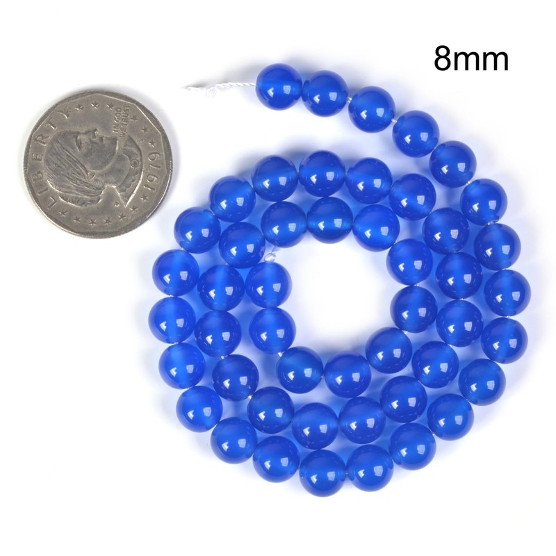 abalorio redondas sueltas de ágata azul de 8 mm para