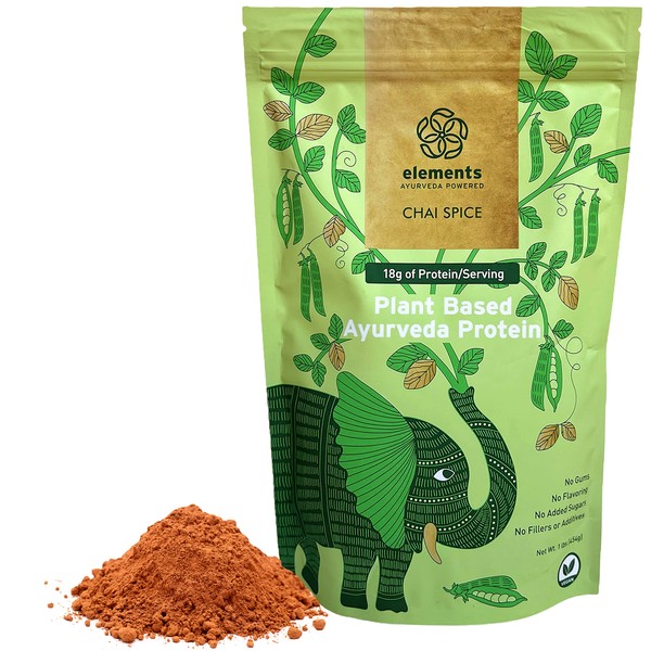 Elements Truffles Plant Based Vegan Protein Powder - Meal Replacement Shake Made from Pure Organic Yellow Peas with Chai Spice - Keto, Dairy Free, Soy Free, Paleo, and Non-GMO - 1lb Pack - 14 Servings