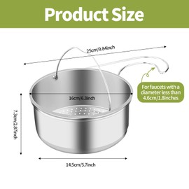 Stainless Steel Swan Sink Strainer Basket, Faucet Hanging Filter Multi-Functional Kitchen Draining Basket for Fruit and Vegetable, Quick Drain (for faucets with a diameter less than 1.7in)