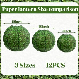 12 Pcs Green Paper Lanterns Back to School Hanging Decorations First Day of School Round Paper Lanterns for Celebrating Welcome Back to School Classroom Party Supplies, 8, 10, 12 Inches