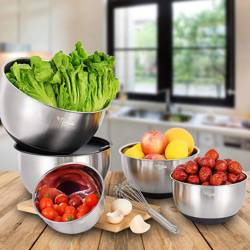 Mixing Bowls Set of 5, Wildone Stainless Steel Nesting Bowls