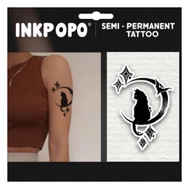 INKPOPO 3 Sheets Semi-Permanent Tattoos for Adults | 7-15 Days Longwear | Waterproof & Realistic Finish | Adult Art Temporary Tattoos | Cute Cat Series 059