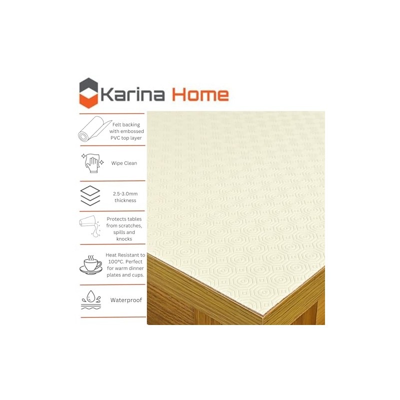 Karina Home 140cm x 100cm Heat Resistant Cream Table Protector