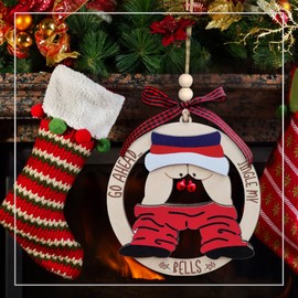 Jingle My Bell Ornament 2025 – Funny Wooden Decor for Men, White Elephant Exchange Idea, Unique Gag Gift for Adults, Hilarious Holiday Keepsake