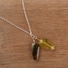 MANILATA Natural Lemon Quartz and Pyrite Crystals Pendant Necklace, Coffin