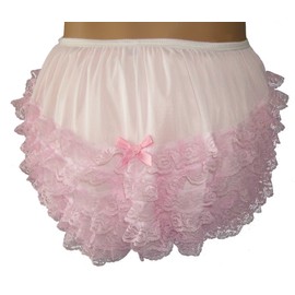 Baby Pants Pastel Pink Frilly Rhumba Adult Pullon Plastic Pants - Small