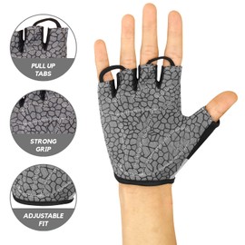 Cycling Gloves Half Finger Unisex Padded Grips Palm Bicycle Summer Riding MTB Bike Gloves for Men Women Non-Slip Fingerless Short Mountain Bike Ride Sports Hiking Mitts Climbing Gym (Blue, L)