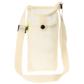 PATIKIL 22mmx13mm Water Bottle Bag, Mesh Portable Bottle Holder Carrier Adjustable Shoulder Strap for Sports Hiking Camping, Beige