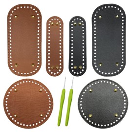 Yayatty 6 Pcs PU Leather Bag Bottom Oval Knitting Crochet Bags Bottom Shaper with Holes for DIY Handbag Shoulder Bags Purse Making Supplies