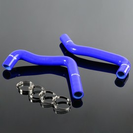 PIT66 Silicone Radiator Hose Kit,Compatible with 84-88 Pontiac Fiero 2.5/2.8L L4/V6 Blue with Clamps