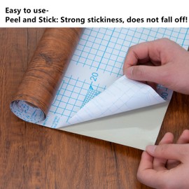 Decoroom Peel and Stick Wood Grain Contact Paper 17.71"x118" Brown Wooden Look Wall Paper Self-Adhesive Wood Wallpaper Removable Vinyl Film Easy to Apply for Old Furniture Kitchen Cabinets Countertop