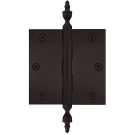Finsbury Hardware 3x3 Inch Brass Ball Bearing Door Hinges, 3 x 3 Inches Solid Brass Durable Heavy Duty Architectural Mortise Hinges for Residential and Commercial Use, Urn Tip (Oil-Rubbed Bronze)
