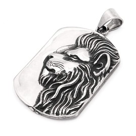 Gungneer Lion Dog Tag Necklace Pendant Stainless Steel Keel Chain King Jewelry Strength Talisman for Men Women