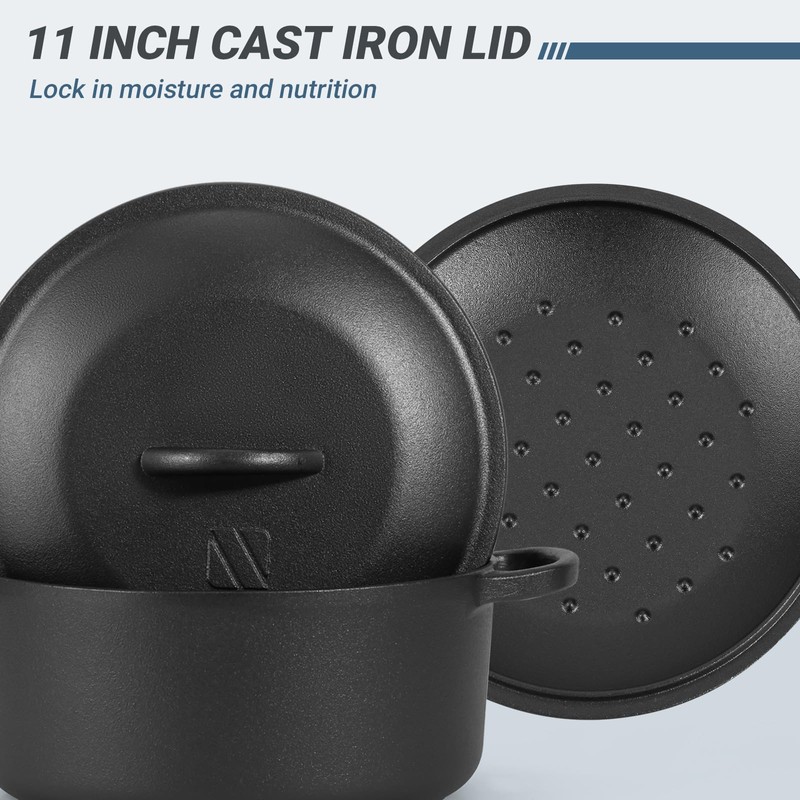 6 QT Basics Cast Iron Dutch Oven Pot with Lid