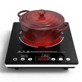Electric Cooktop Single Burner Portable Stove 1800W 110v -120v Countertop Hot Plates Electric Plug in, Touch Control, Child Lock, 9 Power Levels Low Noise, 4 Hour-Timer Infrared Cooktop