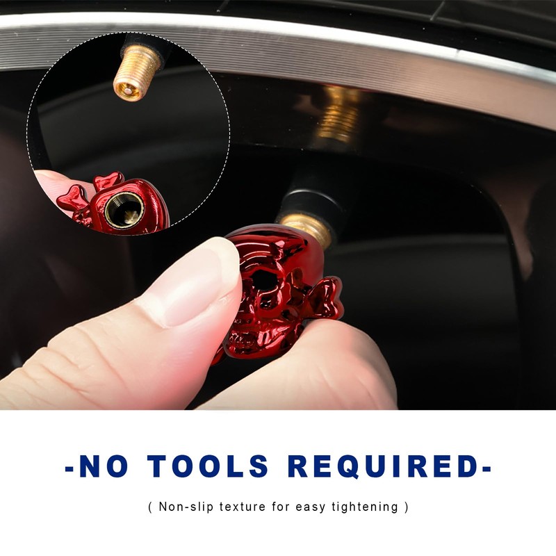 ZNDAW 4 PCS Skull Style Tire Valve Stem Caps, Dustproof