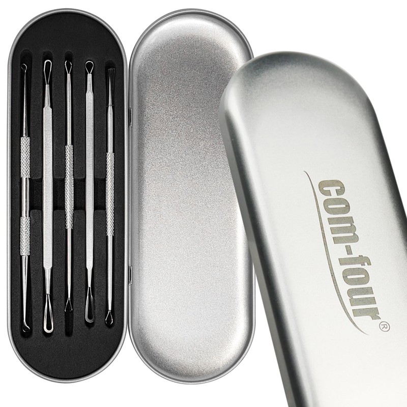 com-four Blackhead Remover Set - 5 Piece Stainless Steel Facial