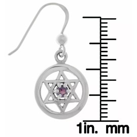Jewelry Trends Sterling Silver Star of David Dangle Earrings Purple Amethyst