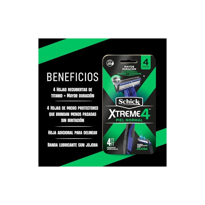 Schick Xtreme4 Rastrillos Desechables para Hombre Piel Normal 4pz