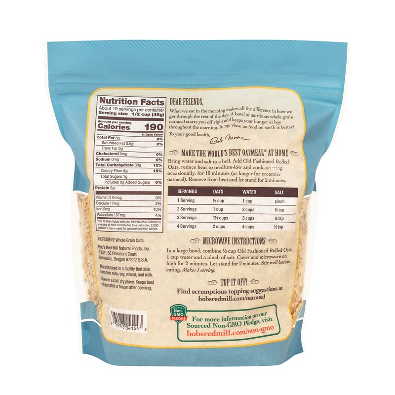 Bob's Red Mill Old Fashioned Regular Rolled Oats, 32oz (Pack