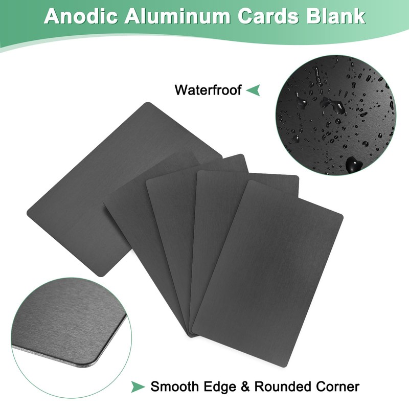 M METERXITY 5-Pack Metal Business Card Blanks, 80x50x0.8mm Aluminum Plate