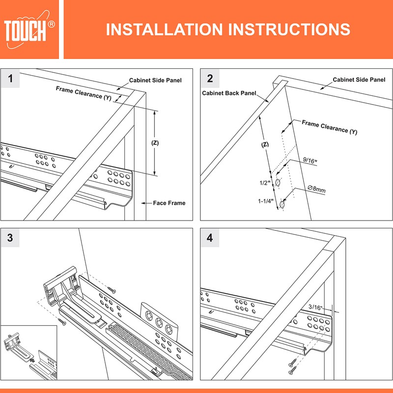 TOUCH Rear Mounting Brackets for Undermount Drawer Slides | 1