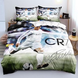 Generisch Children's Football Star Bedding Set, Duvet Cover 135 x 200 cm, Pillowcase 80 x 80 cm