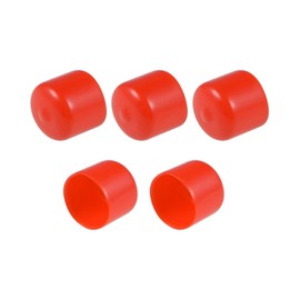 TOP-VIGOR 25Pcs 25mm ID Round Rubber End Caps, Flexible Screw End Caps Thread Protectors, Red Vinyl Bolt Covers Rubber Covers for Screws, Tubes, Cables, Wires, etc