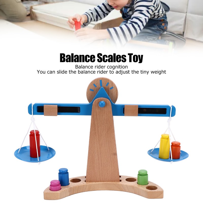 Wooden Weighing Scale Toy Set Educational Balancing Scale Toy Math