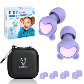 Kids Ear Plugs (5-12 yrs) - Reusable Noise Reduction Samll Earplugs for Focus, Travel, Concerts, Socializing, Sports Events, Sleep, Noise Sensitivity - 8 Ear Tips in XS/S/M/L - 26dB Noise Reducing