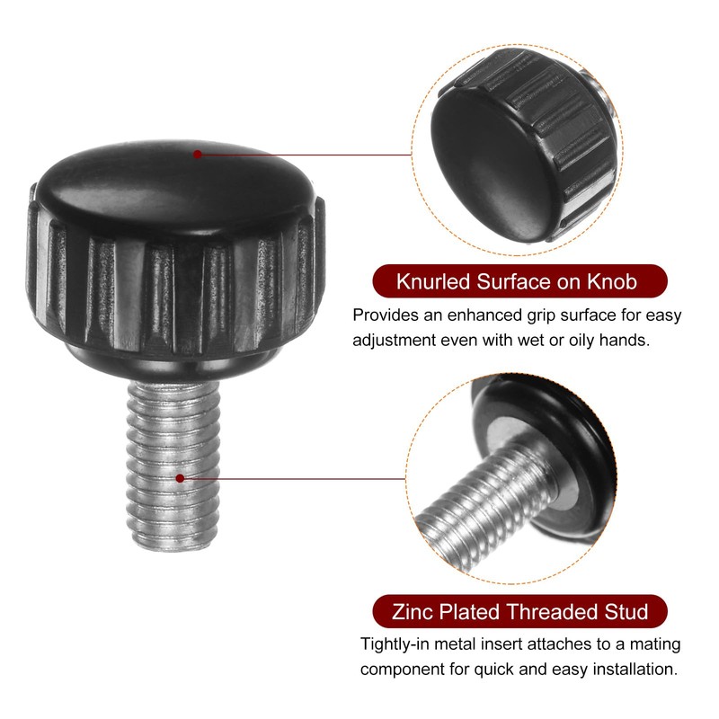 sourcing map 14pcs Knurled Knobs M5 x 10mm Male Thread