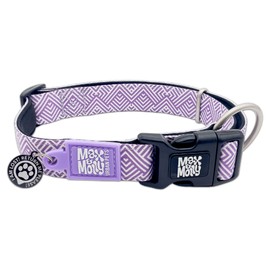 Max & Molly Urban Pets Smart ID Dog Collar - Soft Neoprene, Waterproof, Machine Washable, Power Buckle, Gotcha! QR Tag & Custom App Profile, Mykonos Lilac L