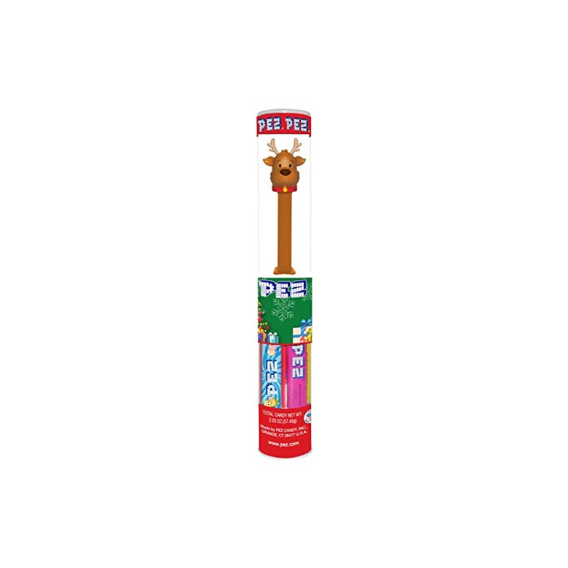 PEZ Candy Dispenser Christmas Holiday Tube: Santa's Reindeer with Candy