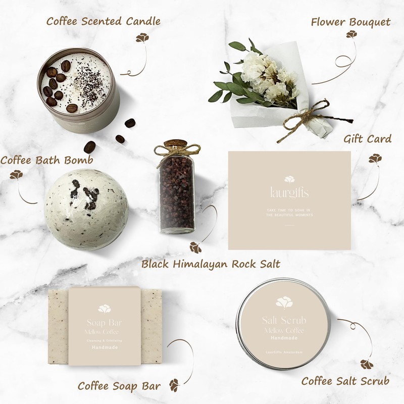 LaurGifts Birthday Gift for Women Coffee Scented Basket Set Box
