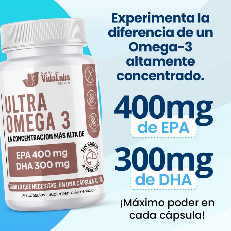 Pack Magnesio Ultra + Ultra Omega 3 Nutrientes Vidalabs México