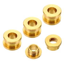 PATIKIL 5mm(1/5 Inch) Solid Brass Hole Eyelets, 4 Pcs Flat Self Backing Grommets with Washer for Leather Craft, Brass Tone