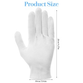 Bewudy 4 Pairs of White Cotton Gloves, Soft Cotton Gloves, Elastic Fabric Gloves, Care Cotton Gloves, White Gloves, Protect-proof for Daily Work, Skin Care, Jewellery, Examination