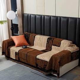 YouLanHome Washable Couch Cover for 3-Cushion Sofas, Pet & Kid Resistant Anti-Slip Furniture Protector, Modern Stretchable Sofa Cover (71x150 Inch, Brown)