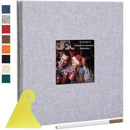 OIOSEN Álbum de fotos grande álbum de recortes magnético autoadhesivo DIY 40 páginas en blanco con cubierta de marco de tela, Maravilloso regalo para bodas, cumpleaños y otros festivales (Gris)