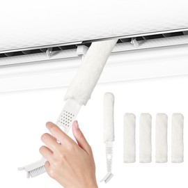 Maxqzin Under Fridge Cleaning Tool, Mini Split Cleaning Kit Dusters Portable Air Conditioner Cleaner with 4 Replaceable Brush for Refrigerator Air Conditioner Furniture