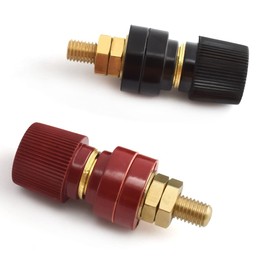 SDTC Tech 2-Pack Copper Battery Terminal Studs 1/4" M6 Remote Battery Power Junction Post Connectors Kit (Red & Black)